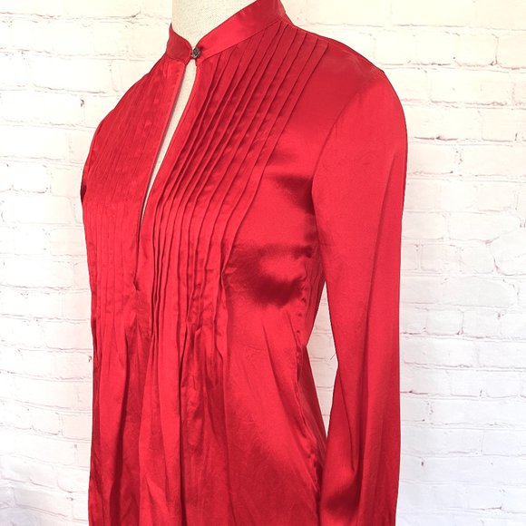 Theory - Red Silk Long Sleeve Blouse -Size Small - Picture 6 of 8